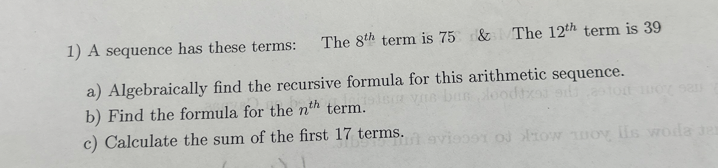 Solved A sequence has these terms: The 8th ﻿term is 75,& | Chegg.com