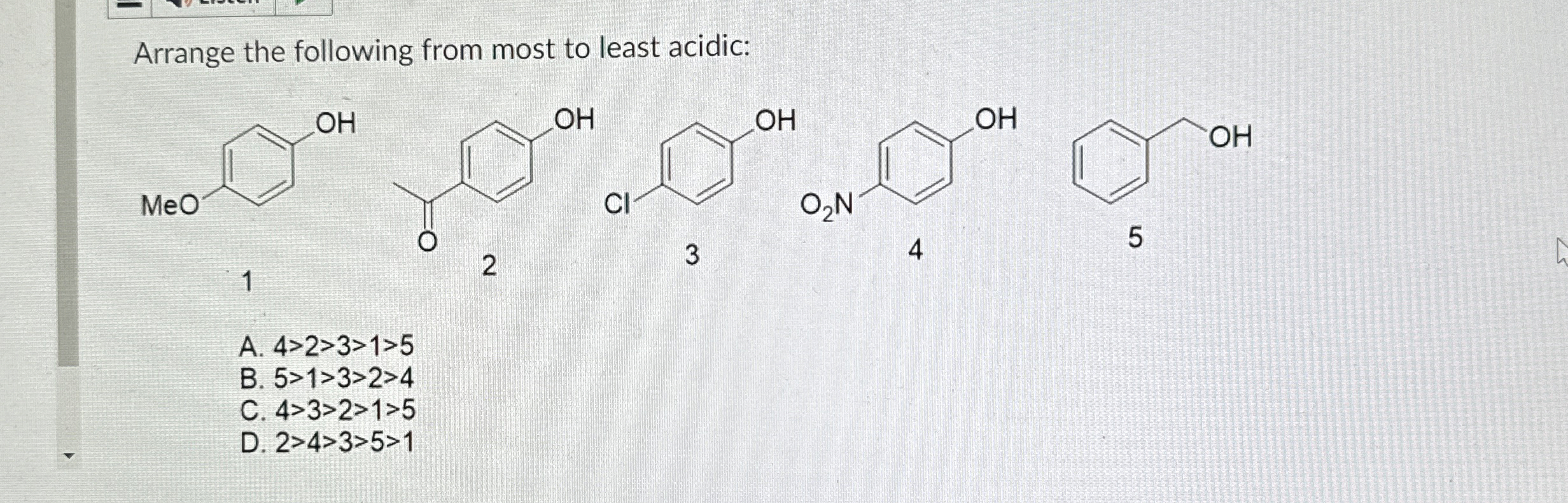 Solved Arrange the following from most to least | Chegg.com