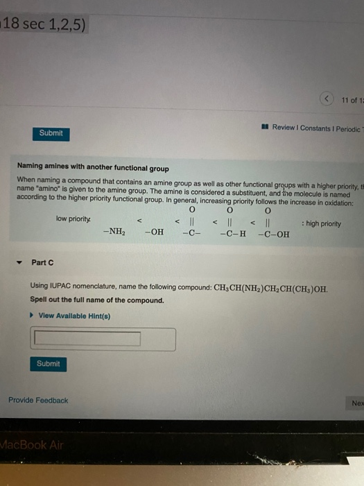 1 2 0 A Review Constants Part B Give The Iupac Chegg 