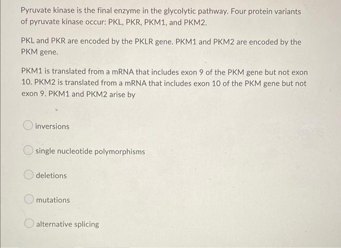 Solved Pyruvate kinase is the final enzyme in the glycolytic