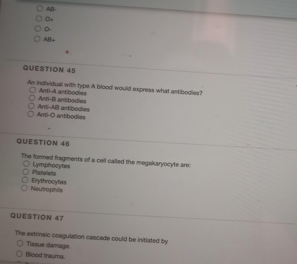 Solved QUESTION 43 and can receive RBCs of type Type A blood | Chegg.com
