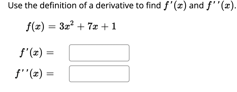 Solved Use The Definition Of A Derivative To Find F X ﻿and