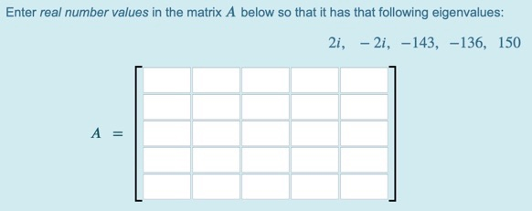 Solved Enter real number values in the matrix A below so | Chegg.com