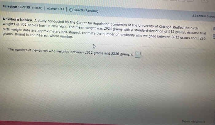 Solved Question 13 of 19 (1 point) Attempt 1 of 1 54m 27s | Chegg.com