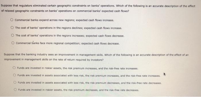 Solved Suppose That Regulators Eliminated Certain Geographic | Chegg.com