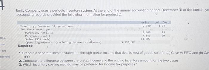 Solved Emily Company uses a periodic inventory system. At | Chegg.com