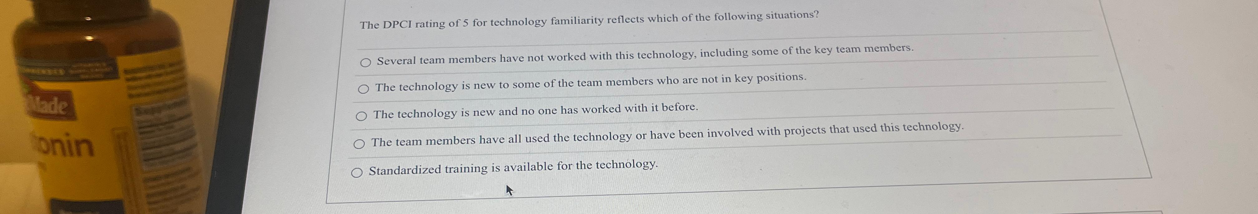 Solved The DPCI rating of 5 ﻿for technology familiarity | Chegg.com