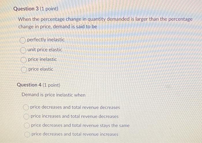 Solved When the percentage change in quantity demanded is | Chegg.com