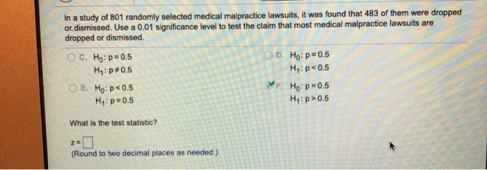 Solved In a study of 803 randomly selected medical