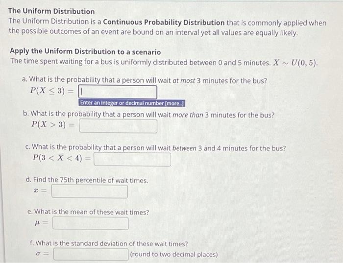 Solved The Uniform Distribution The Uniform Distribution Is | Chegg.com