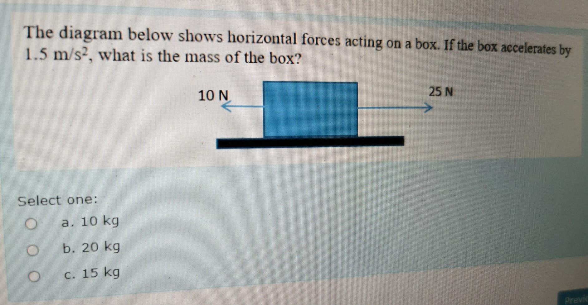 Solved The diagram below shows horizontal forces acting on a | Chegg.com