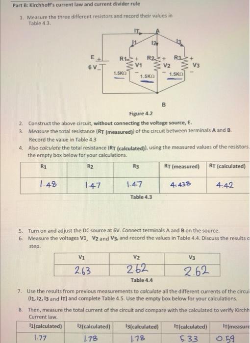 Solved Part B: Kirchhoff's Current Law And Current Divider | Chegg.com