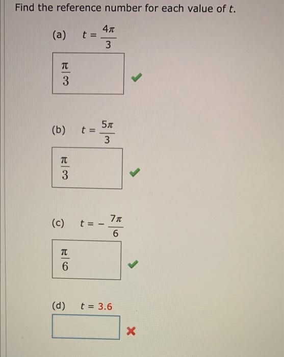 Solved Find the reference number for each value of t. (a) t | Chegg.com