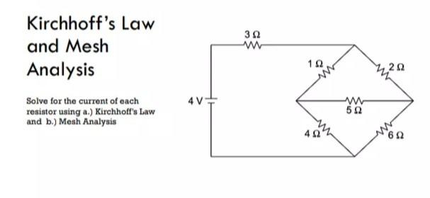 Solved 322 Kirchhoff's Law and Mesh Analysis 102 202 4V | Chegg.com