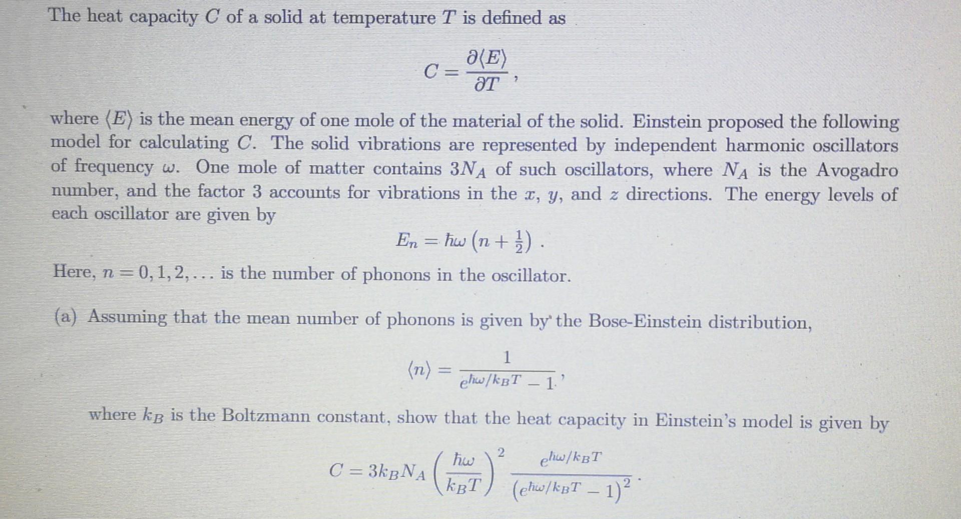 Solved The heat capacity C of a solid at temperature T is | Chegg.com