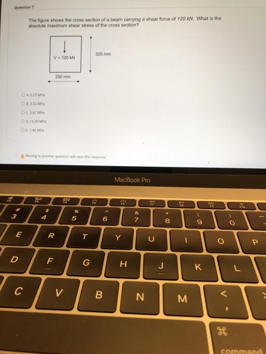 Solved Question The figure shows the cross section of a beam | Chegg.com