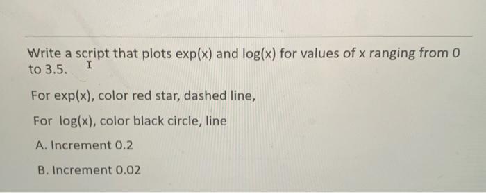 Solved Write a script that plots exp(x) and log(x) for | Chegg.com