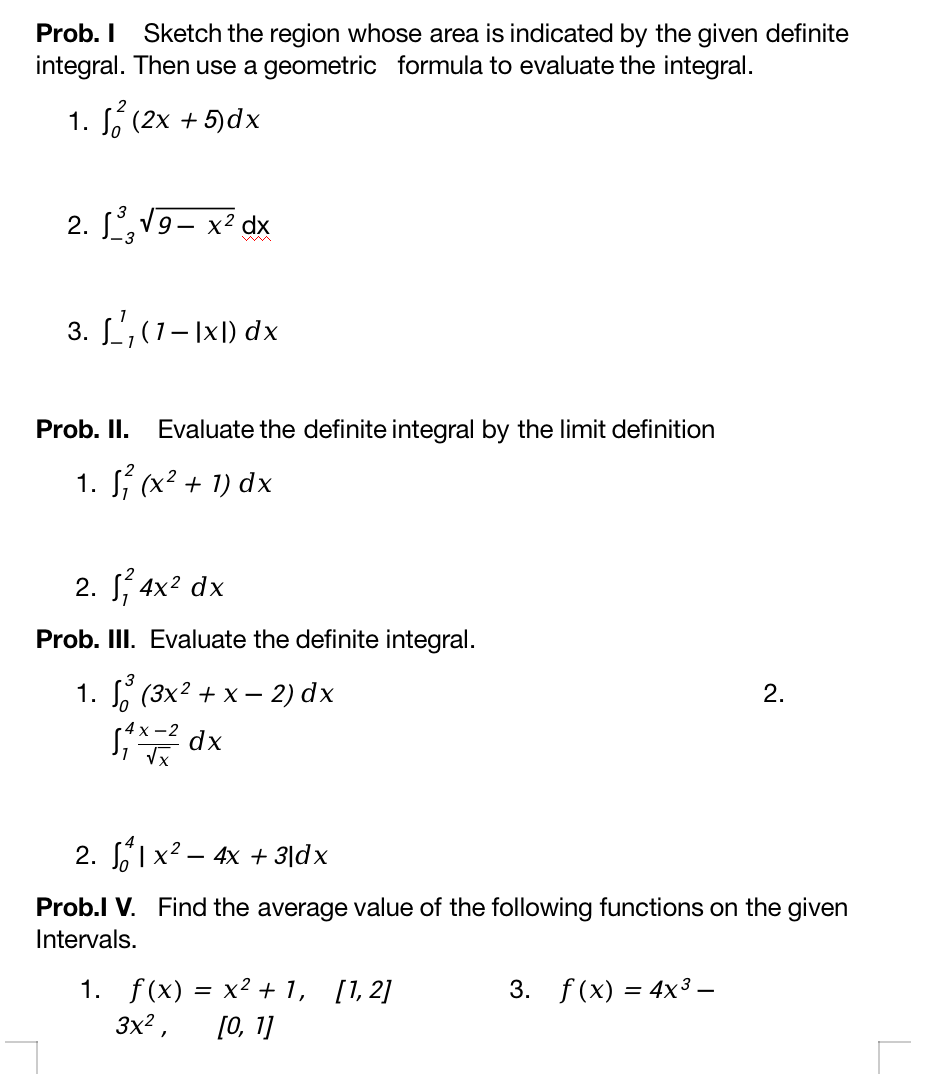 Solved Prob. I Sketch the region whose area is indicated by | Chegg.com