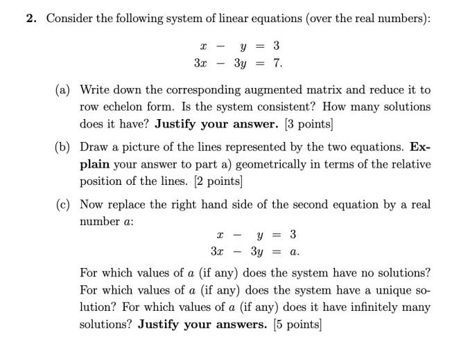 Solved 2. Consider the following system of linear equations | Chegg.com