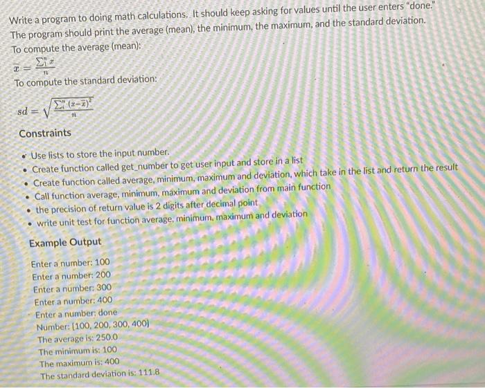 Solved Write a program to doing math calculations. It should | Chegg.com