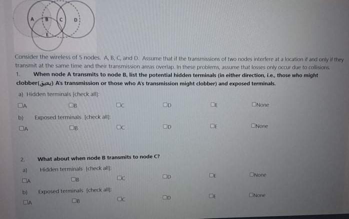 Solved Consider The Wireless Of Nodes. A B C And D. Assume | Chegg.com