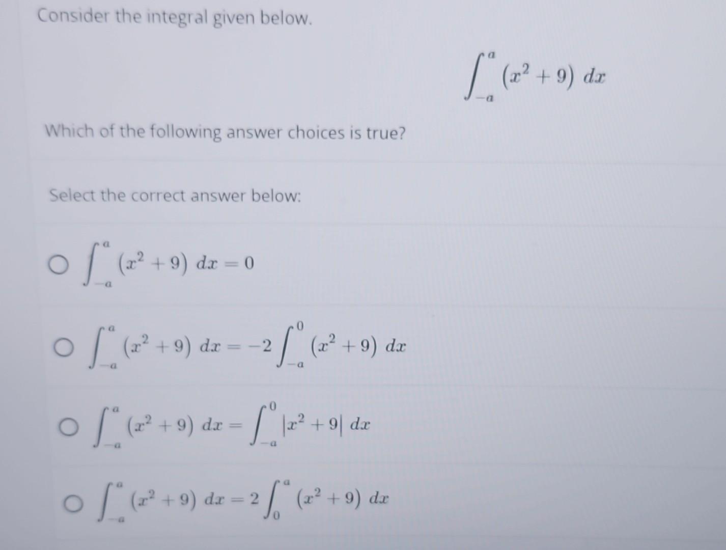 Solved Consider the integral given below. \\[ | Chegg.com