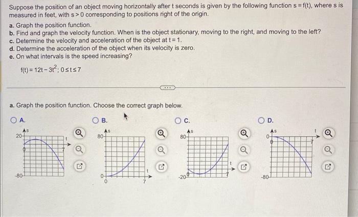 Solved Suppose the position of an object moving horizontally | Chegg.com