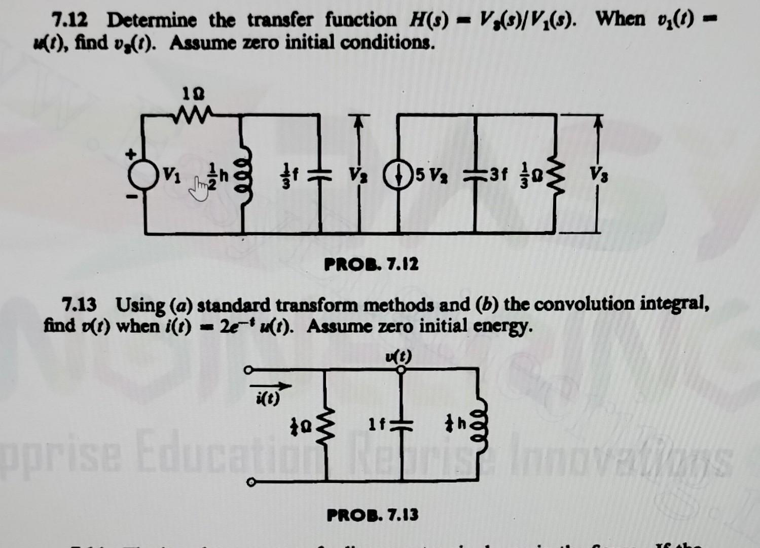 Solved 7.12 Determine the transfer function | Chegg.com