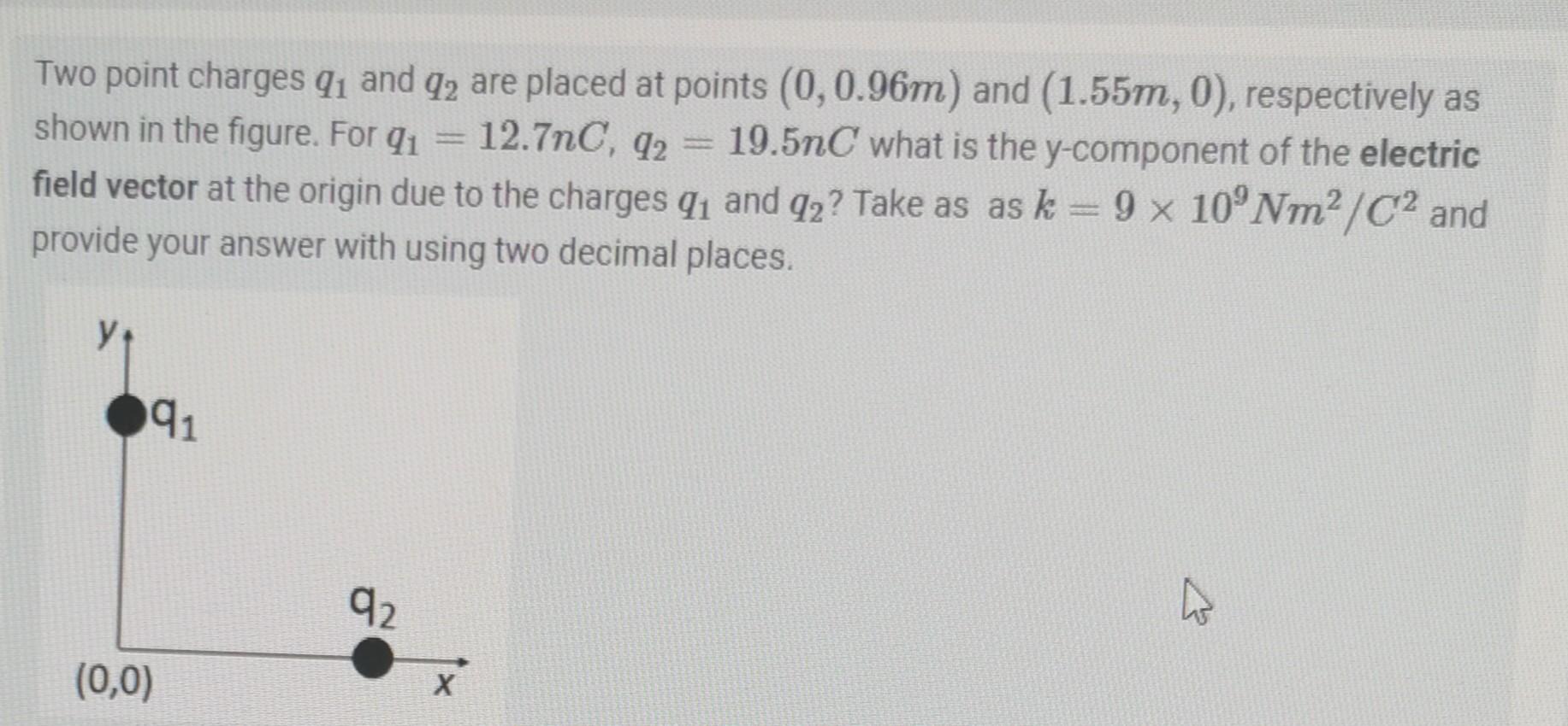 Solved Two point charges q1 and q2 are placed at points | Chegg.com
