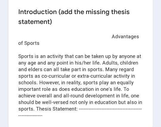 thesis about sports