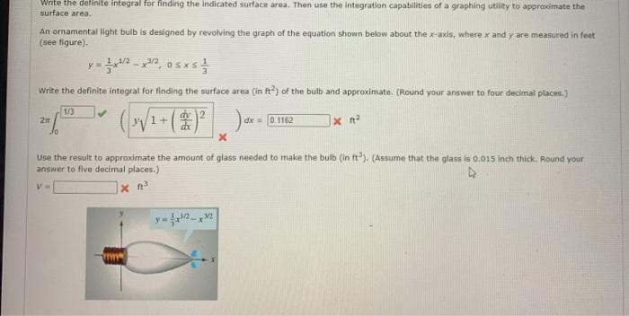Solved Write the definite integral for finding the indicated 