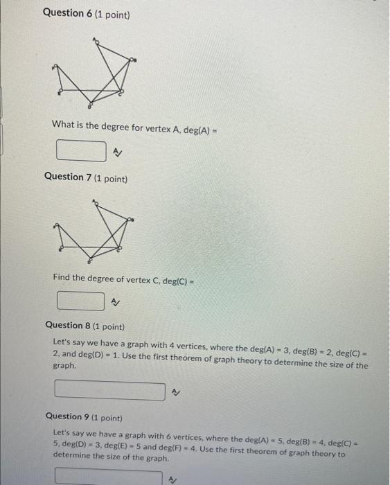 Solved Question 6 (1 point) What is the degree for vertex | Chegg.com