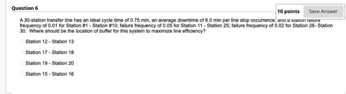 Solved A 30-station transfer line has an ideal cycle time of | Chegg.com