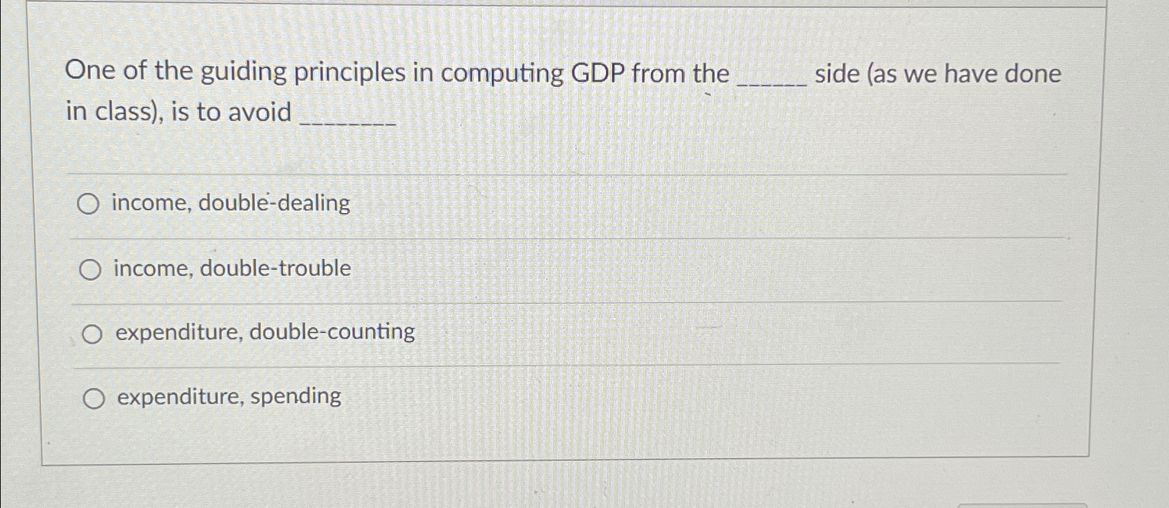 Solved One of the guiding principles in computing GDP from | Chegg.com