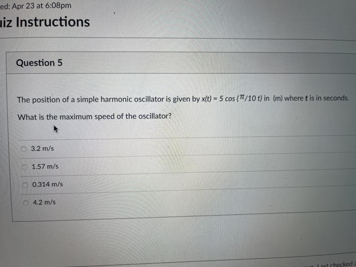 Solved ed: Apr 23 at 6:08pm uiz Instructions Question 5 The | Chegg.com