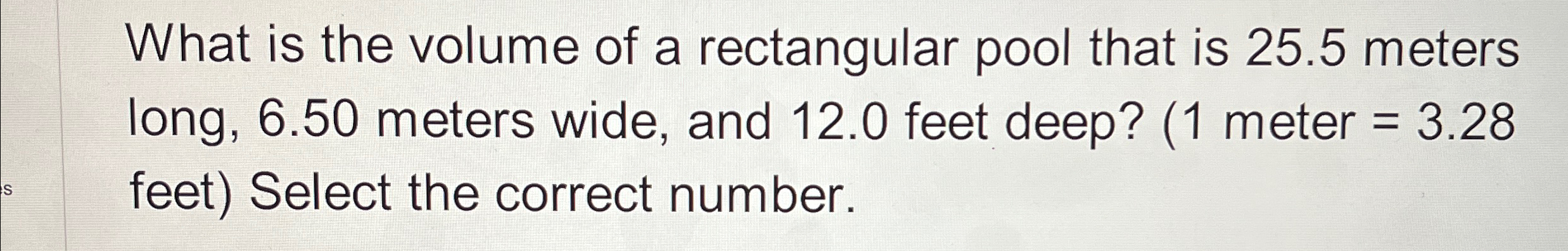 Solved What is the volume of a rectangular pool that is 25.5 | Chegg.com