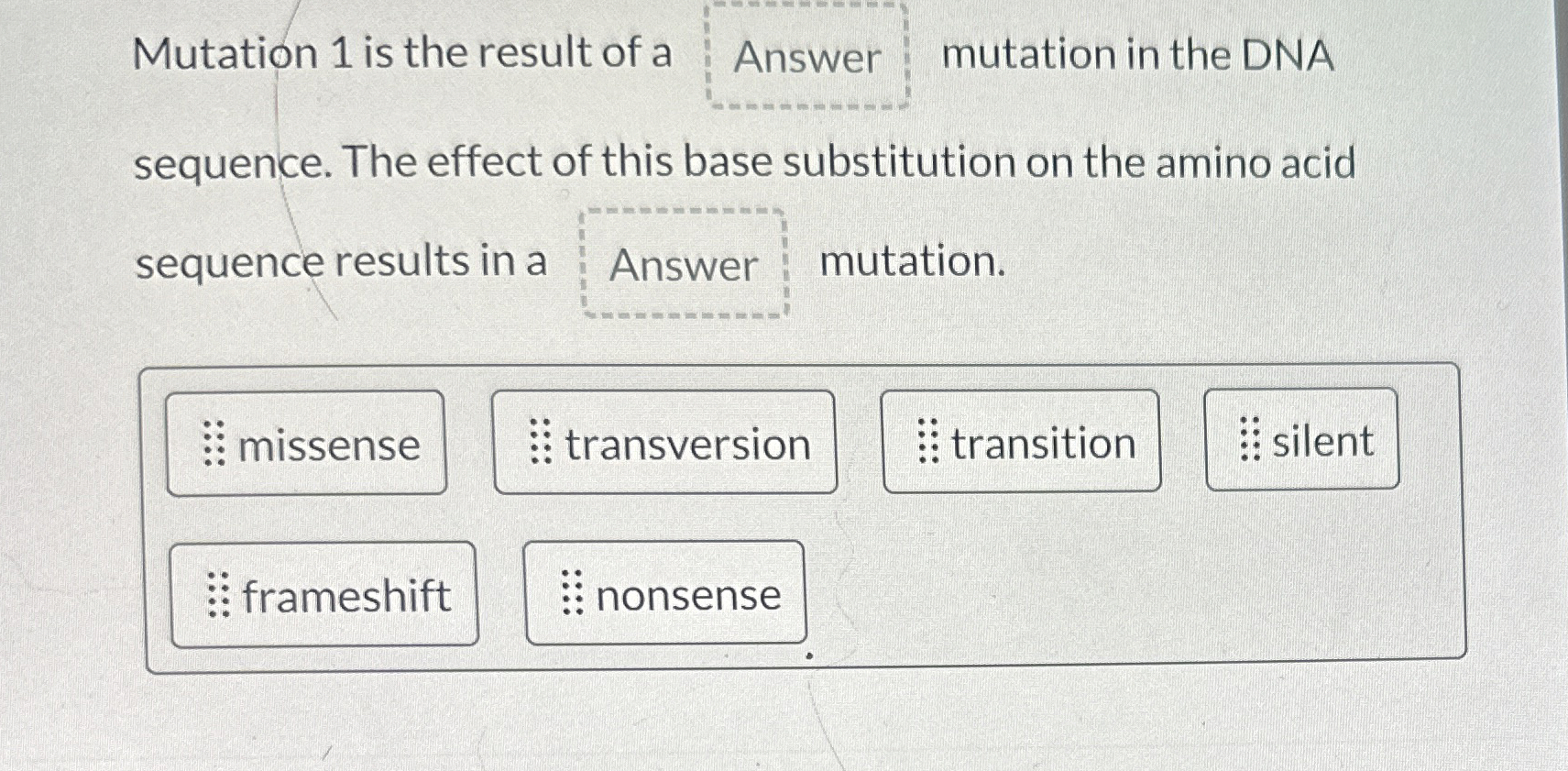 Solved Mutation 1 ﻿is the result of aAnswer mutation in the | Chegg.com