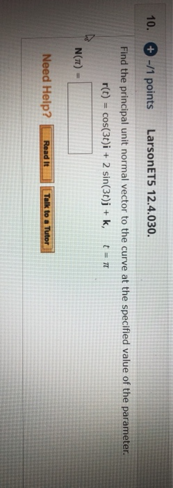 Solved 10. +-/1 points LarsonET5 12.4.030. Find the | Chegg.com