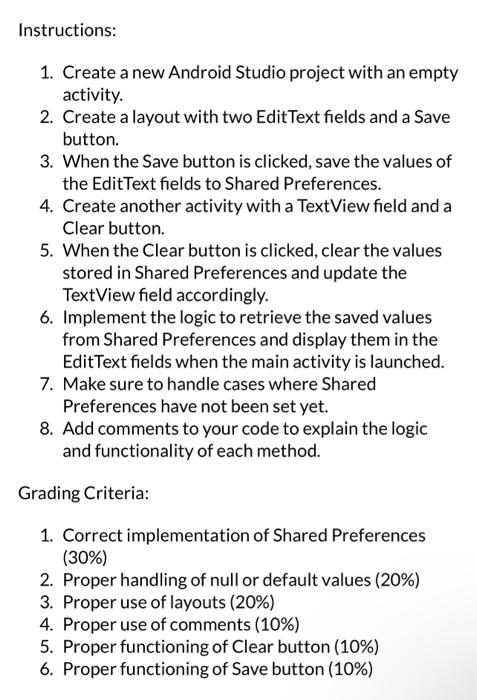 Solved android studio The objective of this assignment is to | Chegg.com