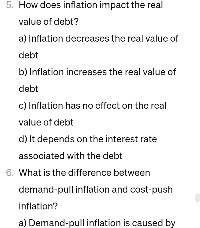 solved inflation willselect one:a. decrease... Solved Economics: How does inflation impact the real value | Chegg.com