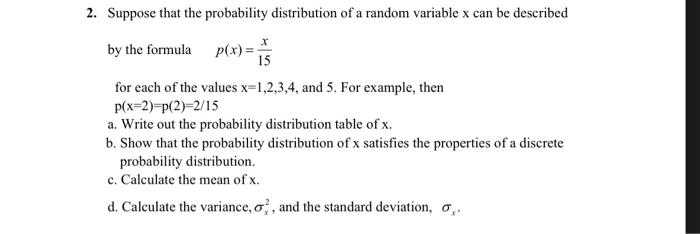 Solved 2. Suppose that the probability distribution of a | Chegg.com