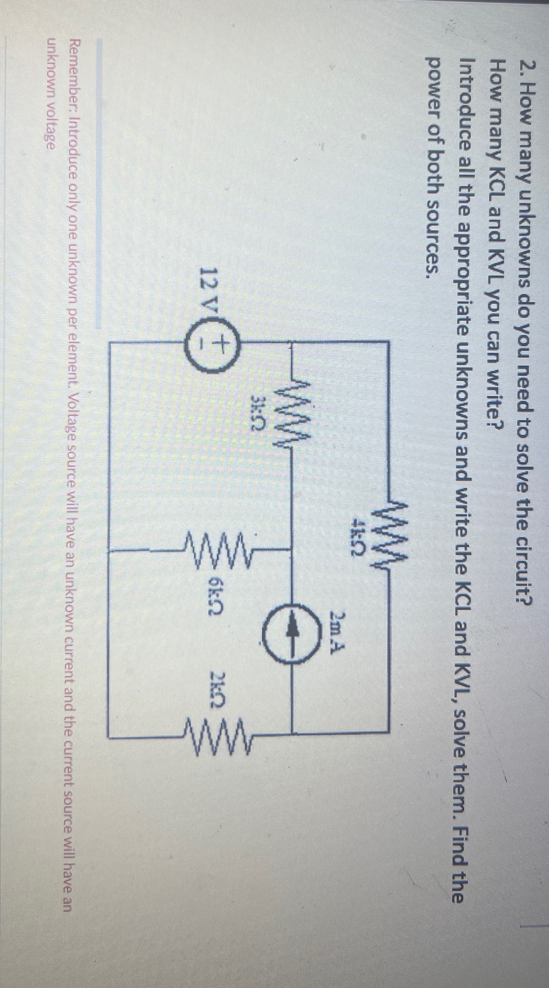 How many unknowns do you need to solve the | Chegg.com