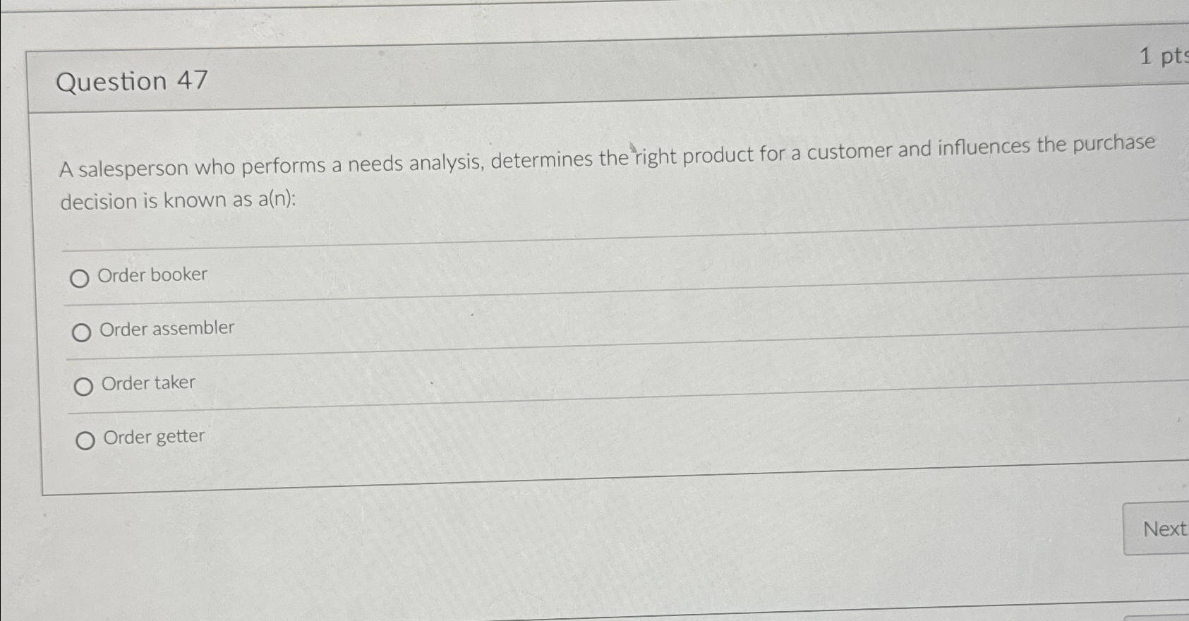 Solved Question 47A salesperson who performs a needs | Chegg.com