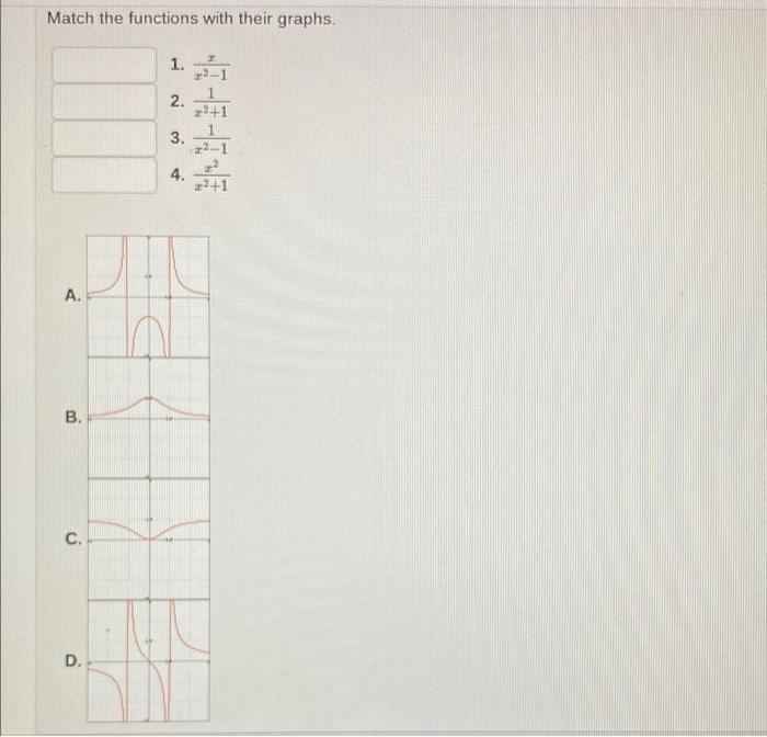 Solved Match the functions with their graphs. . 1. 2 2. 2+1 | Chegg.com