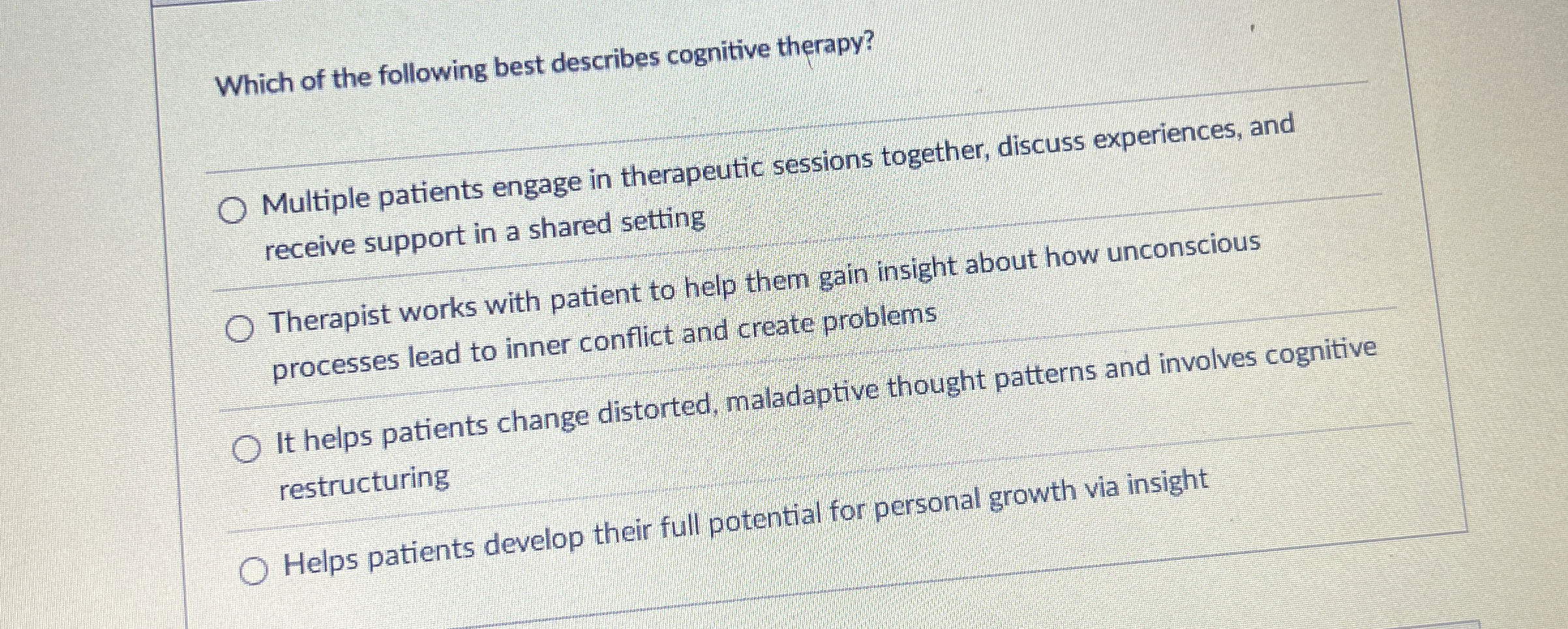 Solved Which of the following best describes cognitive | Chegg.com