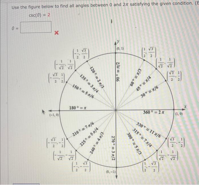 Solved Use the figure below to find all angles between 0 and | Chegg.com