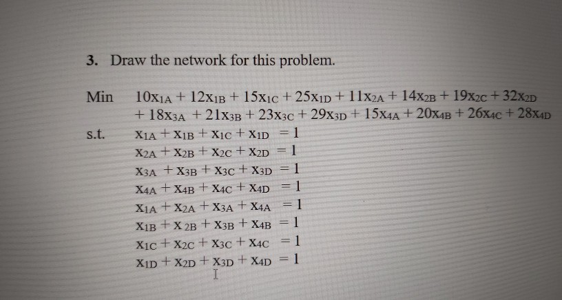 Solved 3 Draw The Network For This Problem Min S T 10x1a Chegg Com