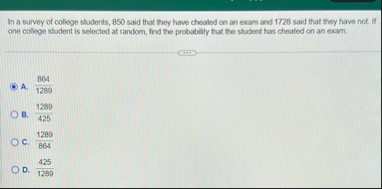 Solved In a survey of college students, 850 ﻿said that they | Chegg.com