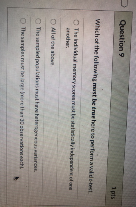 Solved Question 9 1 pts Which of the following must be true | Chegg.com