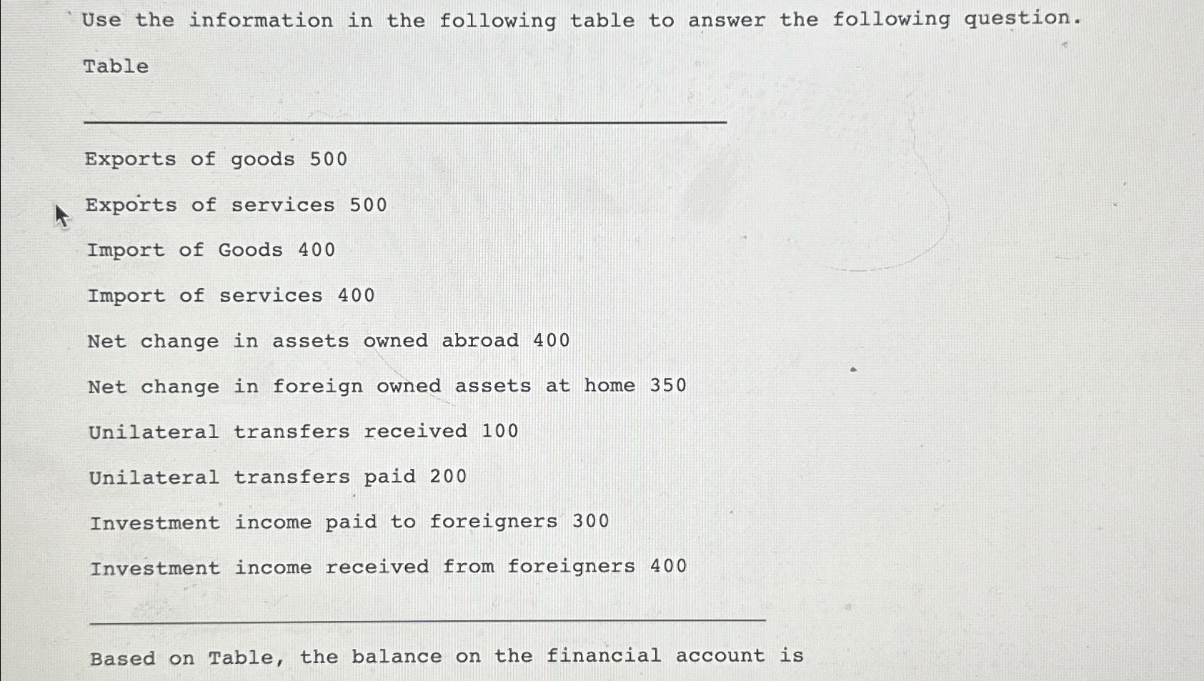 Solved Use the information in the following table to answer | Chegg.com